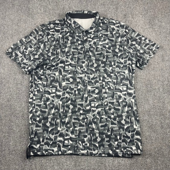 Nike Other - Nike Dri-FIT Mens Large Grey Black Abstract Camo Golf Polo Shirt Short Sleeve